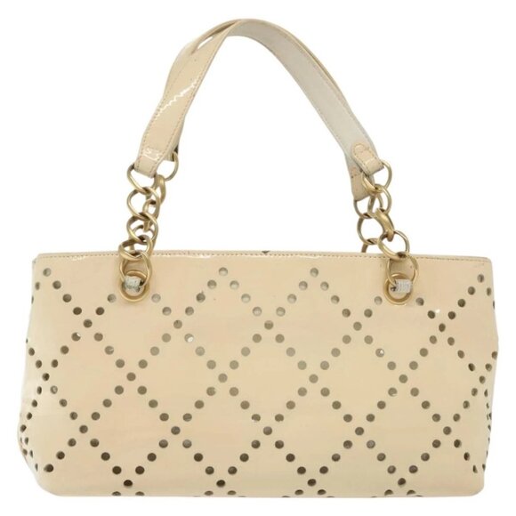 CHANEL Chain Shoulder Bag Enamel Ivory Gold CC Auth 136726 - Picture 2 of 16